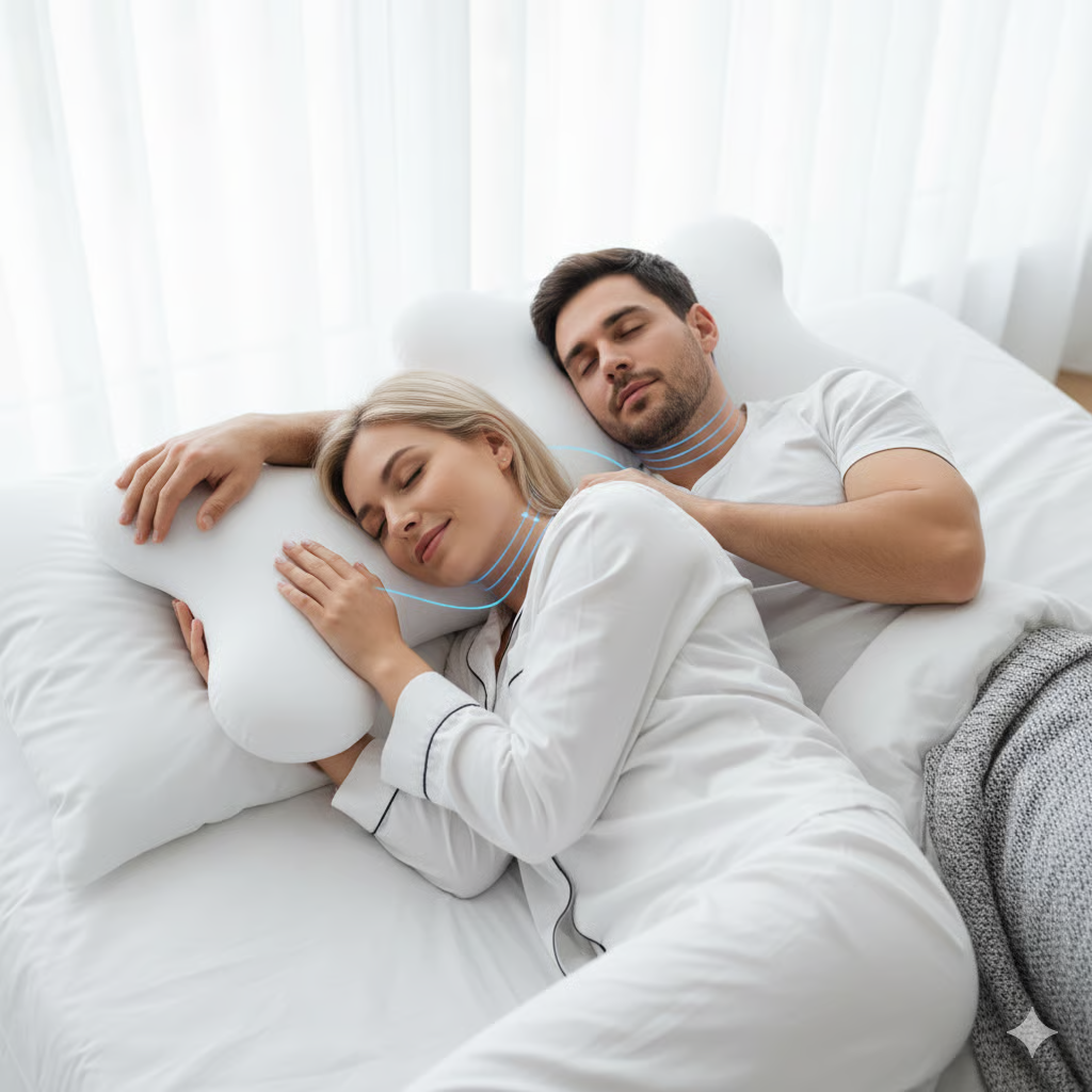 Bokihuk-CloudAlign Pillow-white-memory foam-couple sleeping-side sleeper-neck support-highlighted