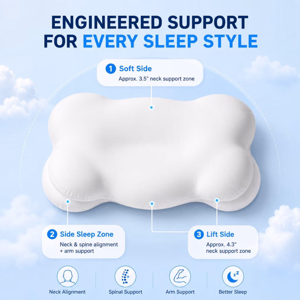 Bokihuk-CloudAlign Pillow-white-memory foam-US vs THEM-comparison-adjustable height-spinal alignment-chiropractor approved